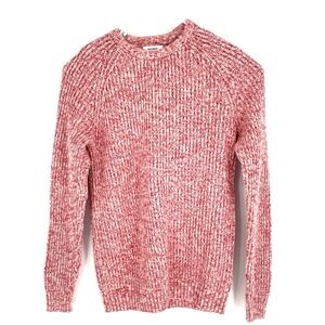 Old Navy Mens Large Sweater Chunky Knit Cotton Blend Crewneck Pink Marbled